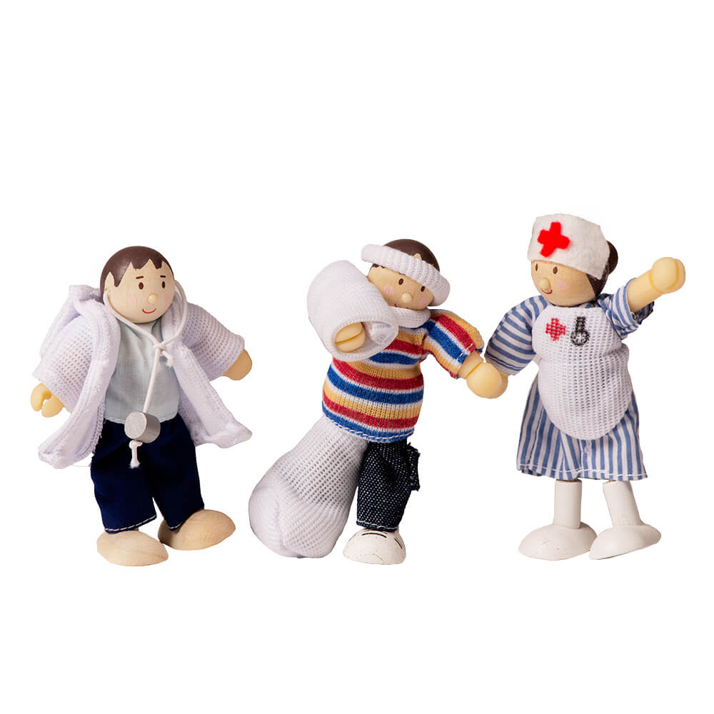 Patient, læge og sygeplejerske Budkins dukker fra Le Toy Van