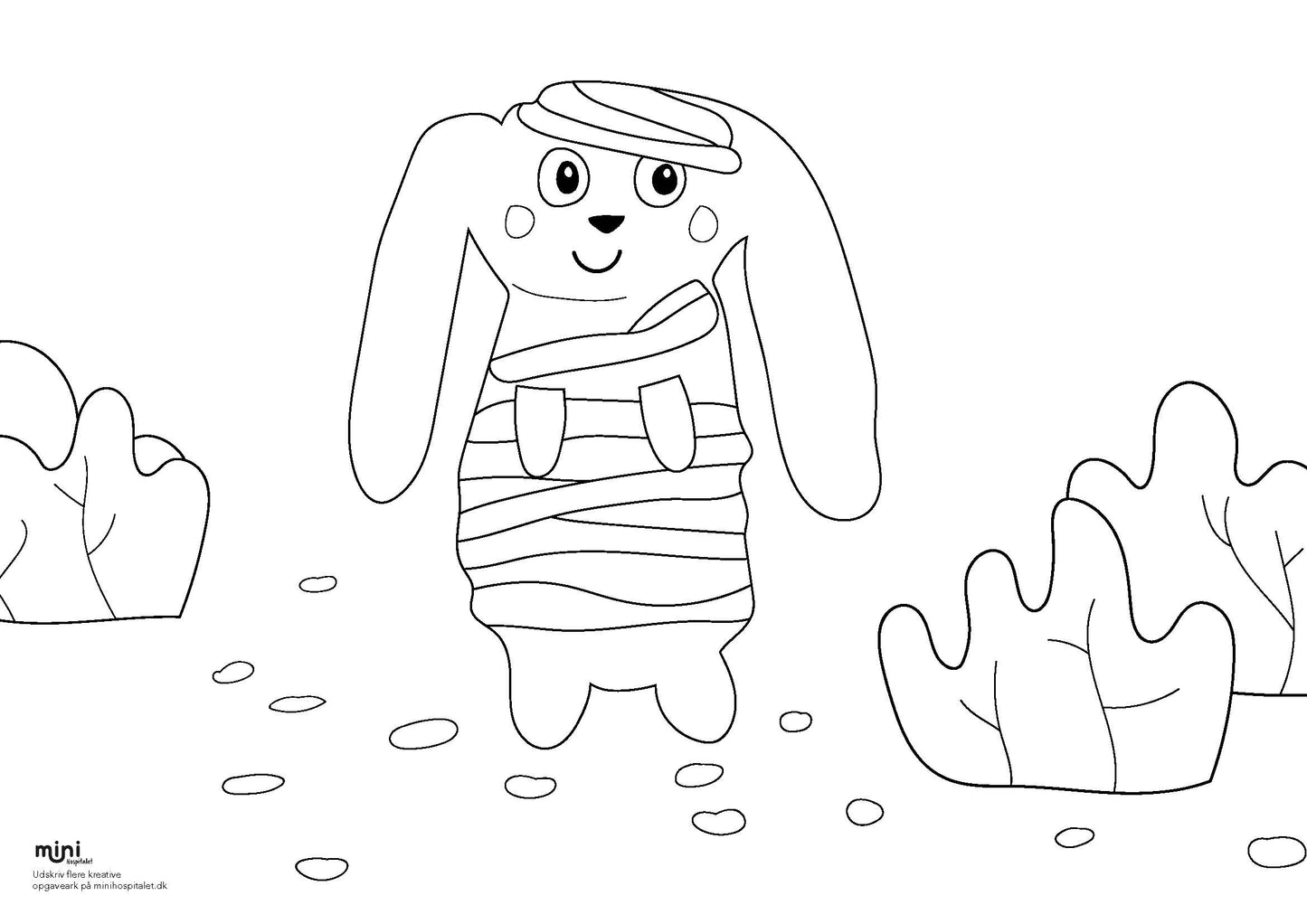 Udskriv & farvelæg - Kanin med bandage