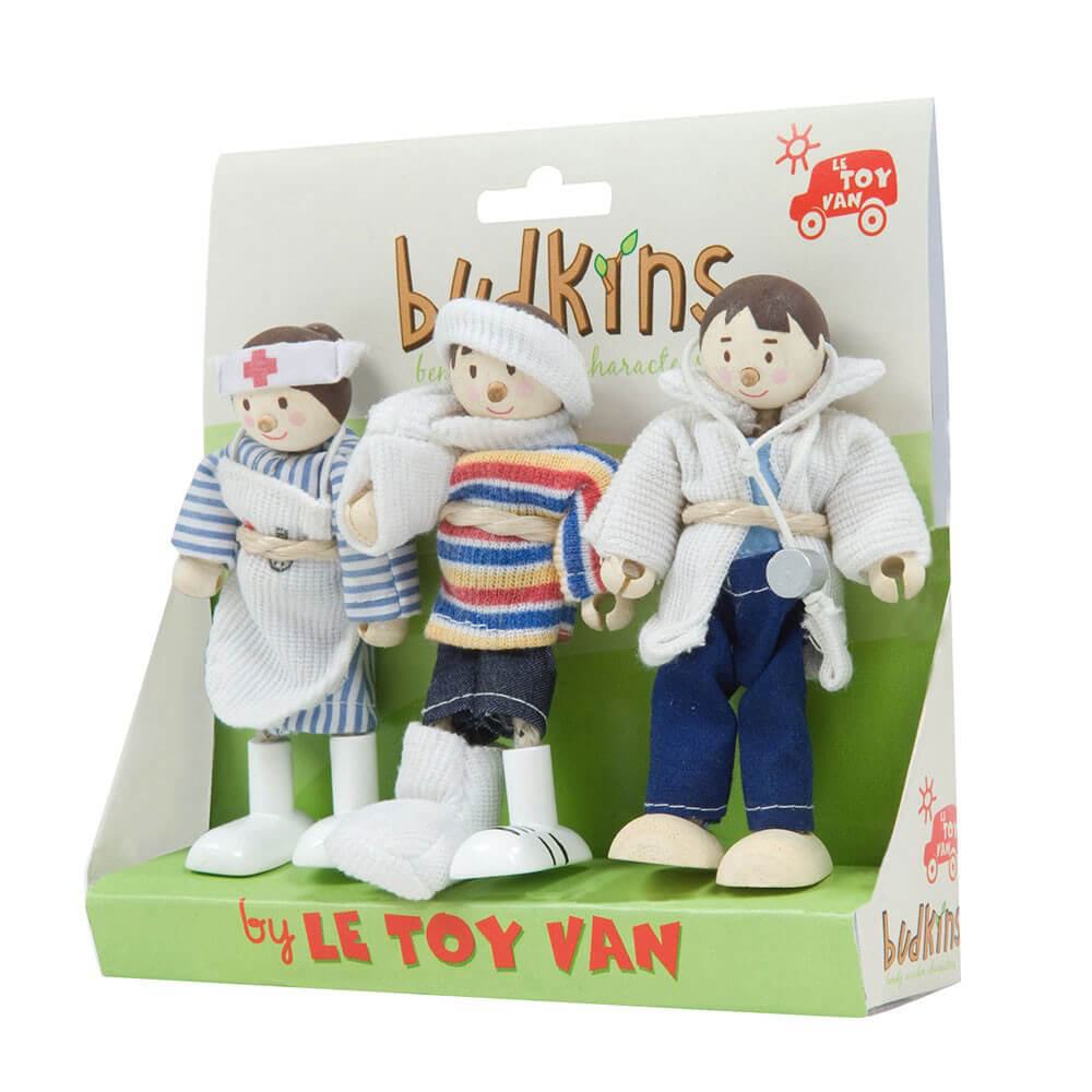 Patient, læge og sygeplejerske Budkins dukker fra Le Toy Van