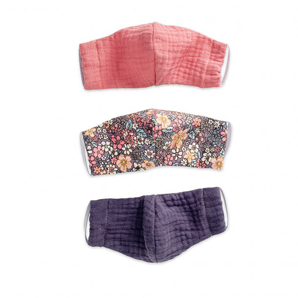 Tre farverige mundbind i stof fra Mini Mommy