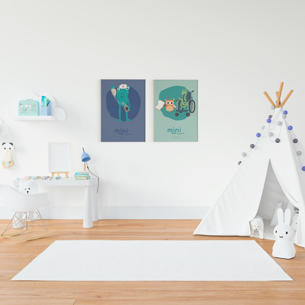 Plakat - Kanin og slange i kørestol