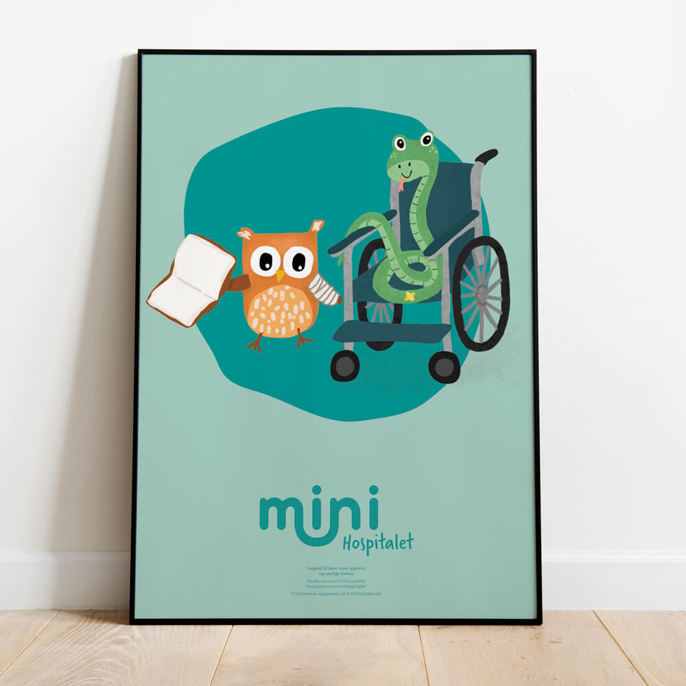 Plakat - Kanin og slange i kørestol