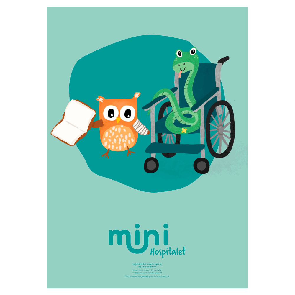 Plakat - Kanin og slange i kørestol