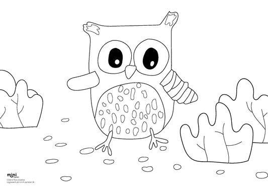 Udskriv & farvelæg - Ugle med brækket vinge