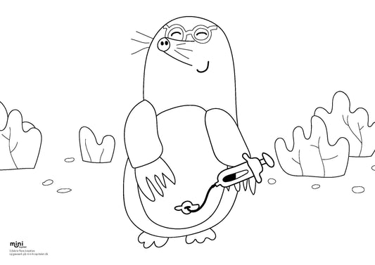 Udskriv & farvelæg - Mulvarp med sonde sprøjte