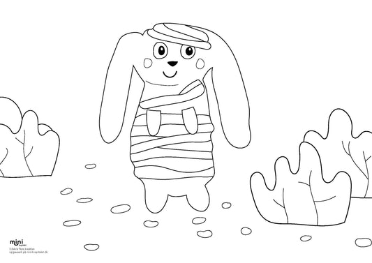 Udskriv & farvelæg - Kanin med bandage