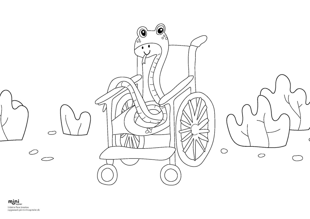 Udskriv & farvelæg - Slange i kørestol