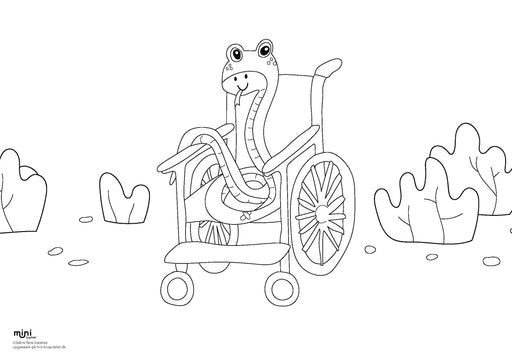 Udskriv & farvelæg - Slange i kørestol