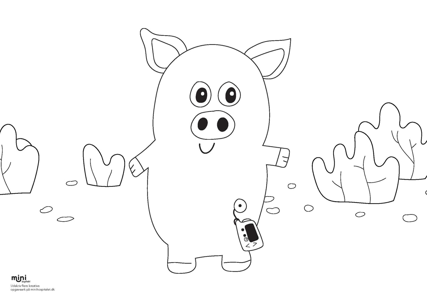 Udskriv & farvelæg - Gris med insulinpumpe