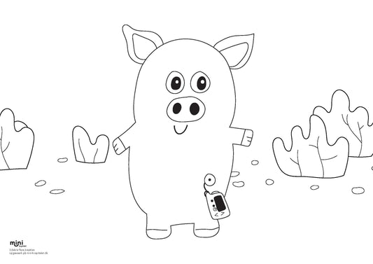 Udskriv & farvelæg - Gris med insulinpumpe